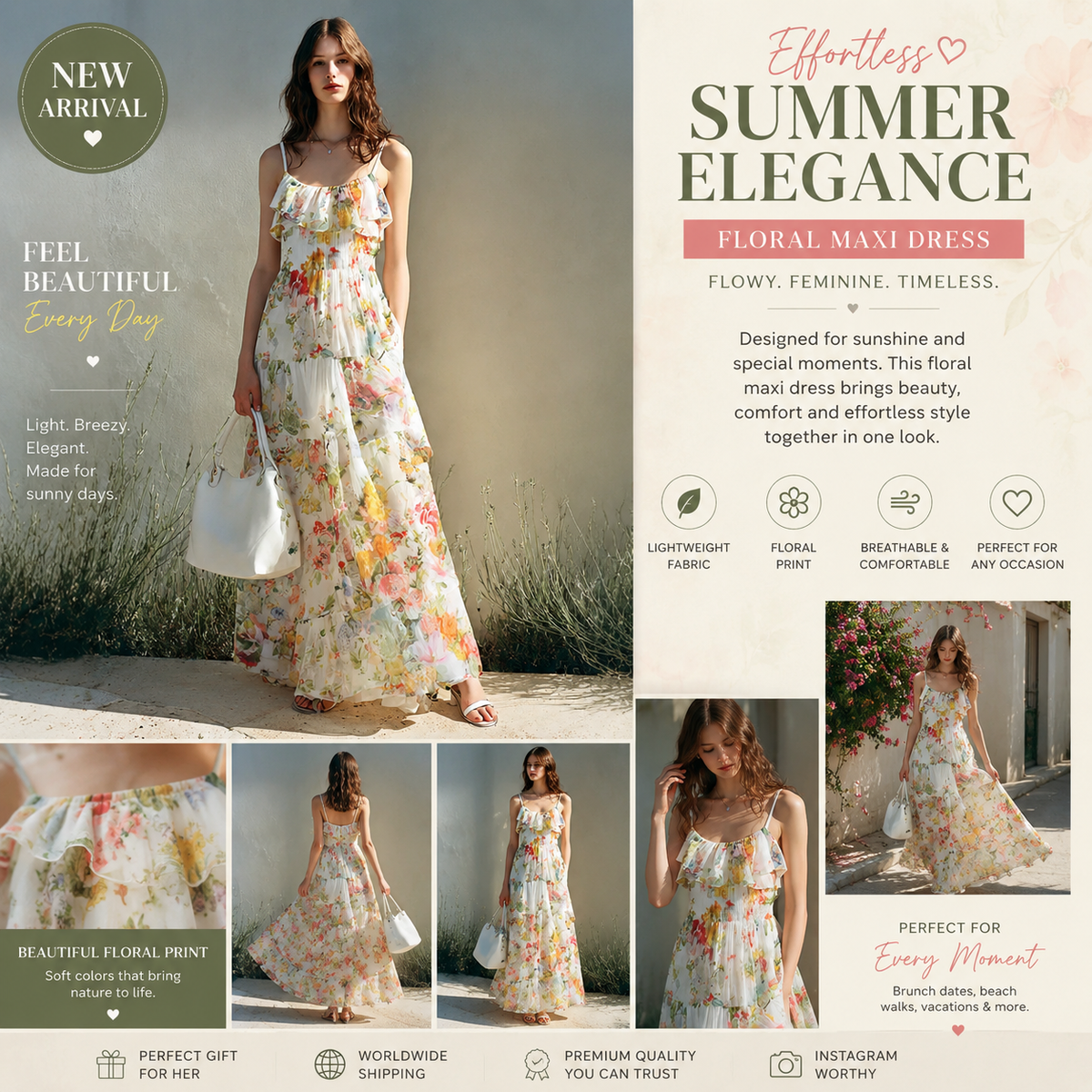 Floral Chiffon Maxi Dress