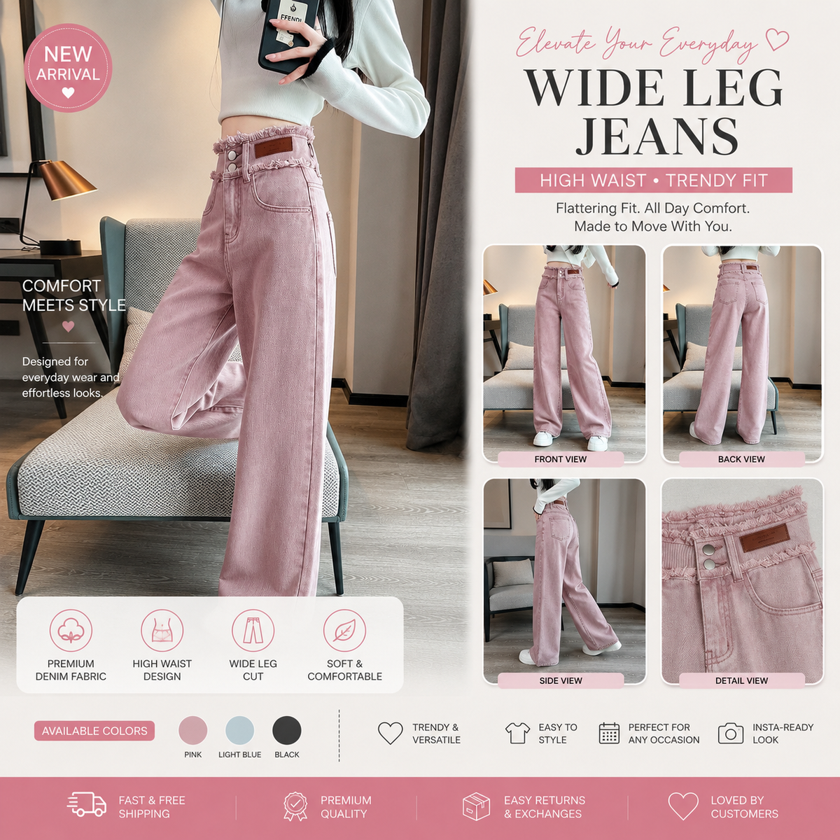 High-Waist Straight Trousers