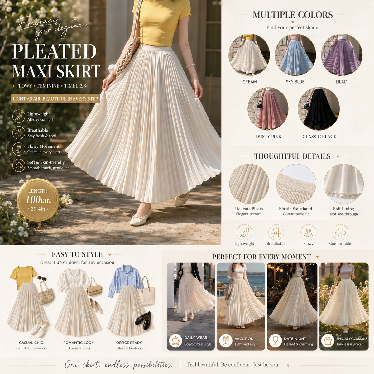 Pleated Chiffon Skirt